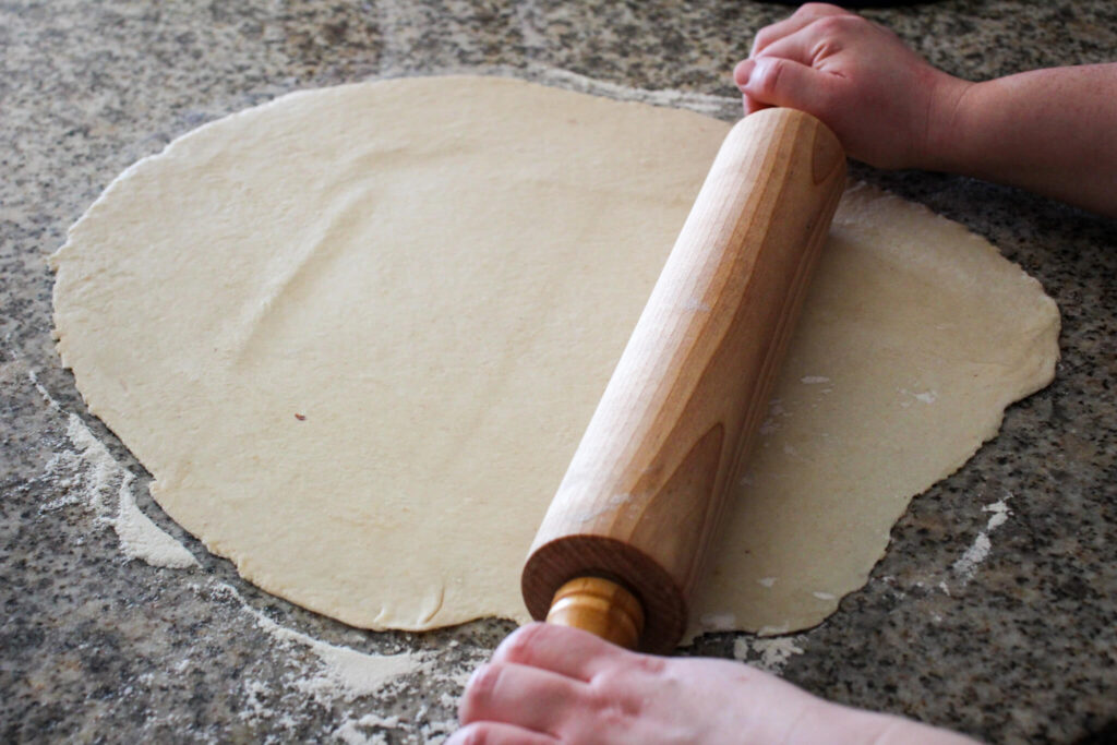 rolling sourdough cracker dough