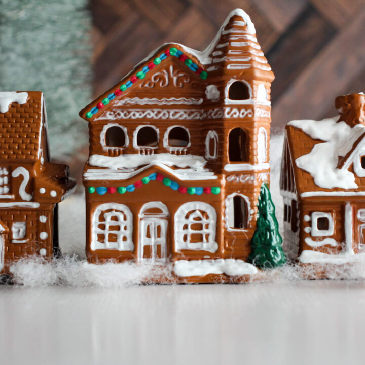 How to Upcycle Thrifted Ceramic Houses into Gingerbread Houses